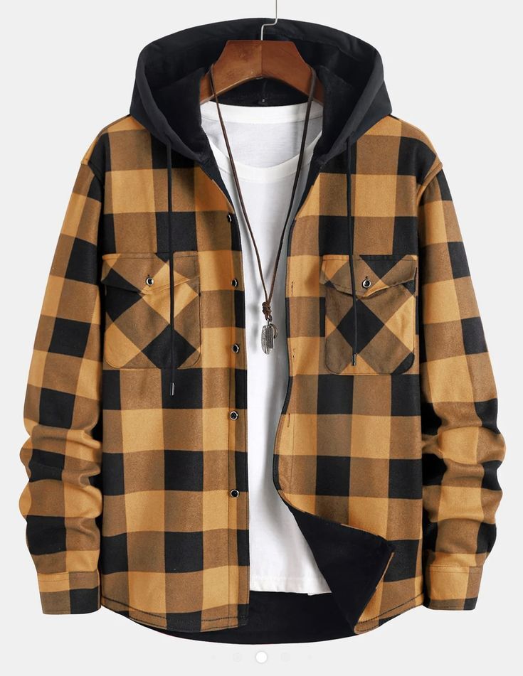 Brown Check Hoodie Shirt